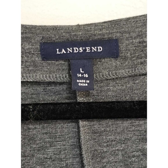 Lands End Womens Large 14-16 Fit & Flare Dress VNeck Gray Business Workwear - Picture 2 of 8